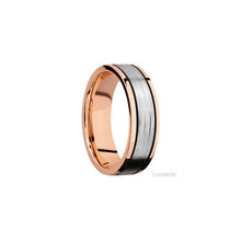 14K Rose Gold with Polish Finish and 14K White Gold Inlay