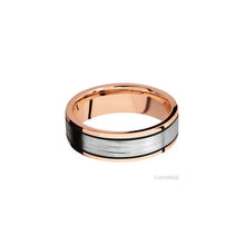 14K Rose Gold with Polish Finish and 14K White Gold Inlay