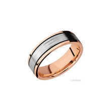 14K Rose Gold with Polish Finish and 14K White Gold Inlay