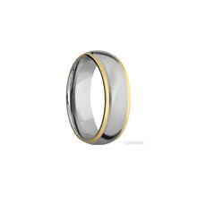 14K White Gold with Satin , Polish Finish and 14K Yellow Gold Inlay