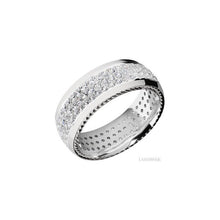 14K White Gold with Polish Finish and 14K White Gold Inlay