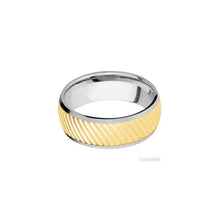 14K White Gold with Satin Finish and 14K Yellow Gold Inlay