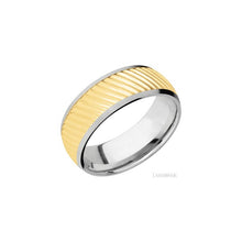 14K White Gold with Satin Finish and 14K Yellow Gold Inlay