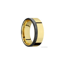 14K Yellow Gold with Polish Finish and Forged Carbon Fiber Inlay
