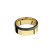 14K Yellow Gold with Polish Finish and Forged Carbon Fiber Inlay