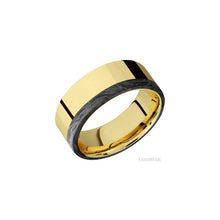 14K Yellow Gold with Polish Finish and Forged Carbon Fiber Inlay