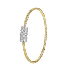 Sterling Silver Classic Mesh Cubic Zirconia Wrap Bangle Bracelet