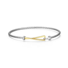 Sterling Silver Classic Mesh Triangular Station Cubic Zirconia Bangle Bracelet