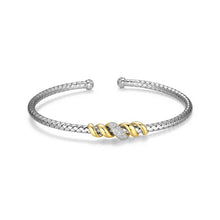 Sterling Silver Celeste Twist With Cubic Zirconia Cuff Bracelet