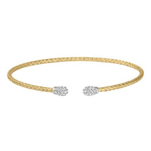 Sterling Silver 2mm Mesh Cuff with CZ, 2 Tone