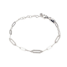 Sterling Silver Bracelet Made with Paperclip Chain (3mm) and 3 CZ Link Stations