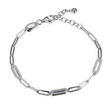 Sterling Silver Bracelet Made with Paperclip Chain (3mm) and 3 CZ Link Stations