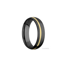 Zirconium with Bead , Bead Finish and 14K Yellow Gold Inlay