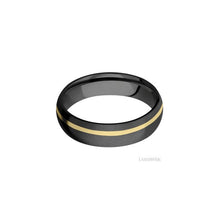Zirconium with Bead , Bead Finish and 14K Yellow Gold Inlay
