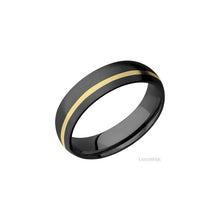 Zirconium with Bead , Bead Finish and 14K Yellow Gold Inlay