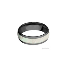 Zirconium with Polish Finish and Freshwater Mother of Pearl Inlay
