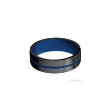 Zirconium with Satin Finish and Royal Blue Inlay and Royal Blue