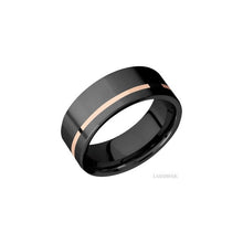 Zirconium with Machine , Machine Finish and 14K Rose Gold Inlay
