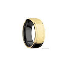 14K Yellow Gold with Hammer , Polish Finish and Zirconium