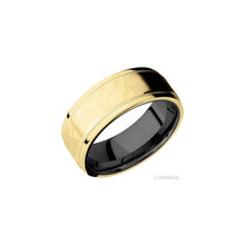 14K Yellow Gold with Hammer , Polish Finish and Zirconium