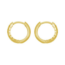 14K Gold Checkerboard Patterned Huggie Hoops